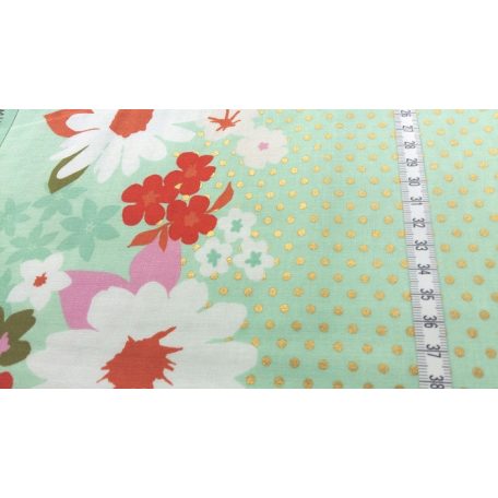 Cotton + Steel - 0002001 - Arany pöttyös, virágos