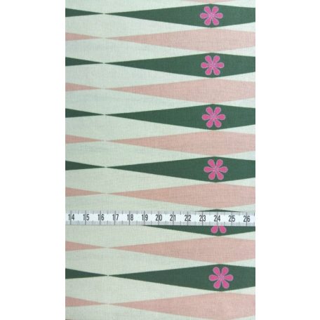 Cotton + Steel - 0015002 - Zöld-rózsaszín rombuszok