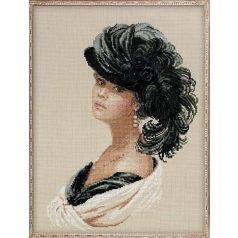   Riolis Kalapos hölgy -100/027  Premium keresztszemes készlet - 30 x 40 cm