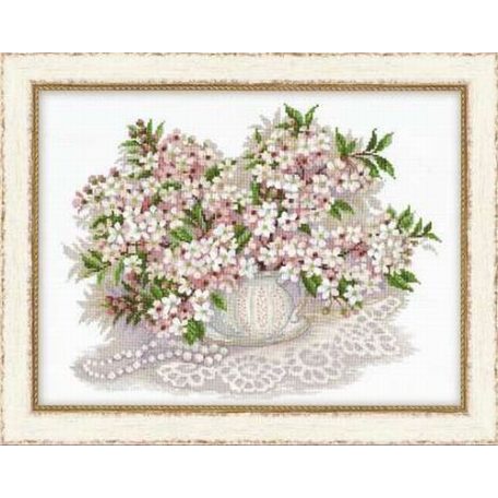 Riolis Cseresznyevirág -100/034 Premium keresztszemes készlet - 40 x 30  cm