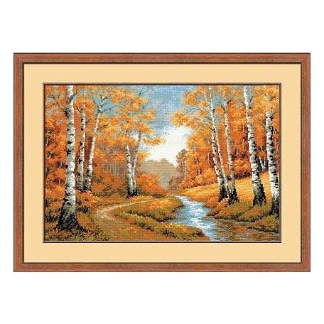 Riolis 1155- Őszi erdő  keresztszemes készlet - 60 x 40 cm