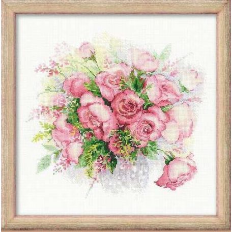 Riolis 1335- Rózsacsokor  keresztszemes készlet - 30 x 30 cm