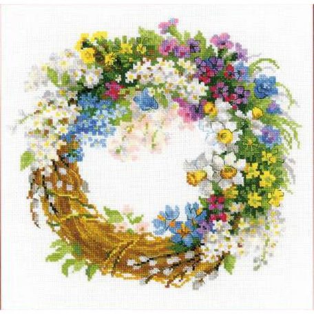 Tavaszi virágkoszorú - Riolis keresztszemes készlet 1536