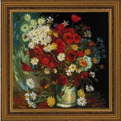   Riolis keresztszemes készlet - Csendélet mezei virágokkal - 1591