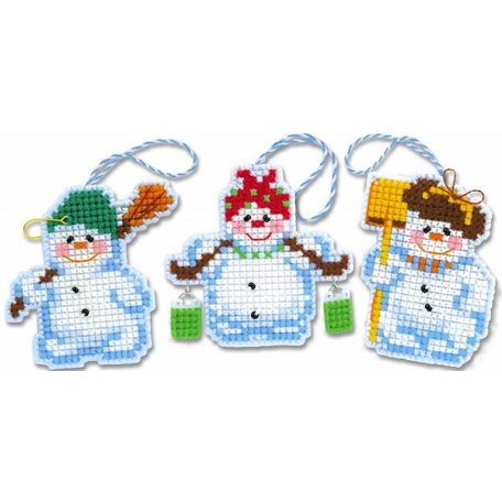 Riolis keresztszemes készlet - Karácsonyi hóemberek - 1681AC