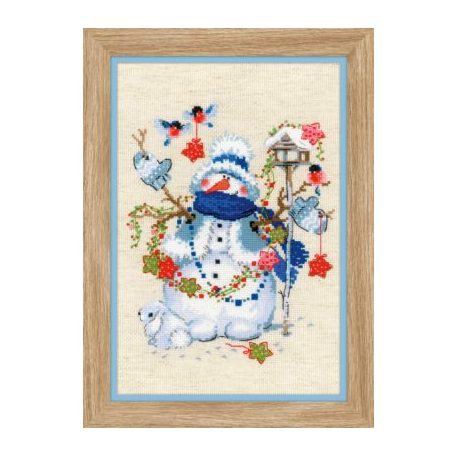 Riolis keresztszemes készlet - Hóember karácsonyra várva - 1757