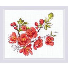 Riolis keresztszemes készlet  - Japán birs virág - 1819