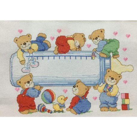 Vervaco retro  keresztszemes készlet - 6 mackó és a cumisüveg - 70649