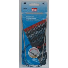 Prym körkötőtű 3,0 mm - ezüst bevonattal 80 cm - 212124