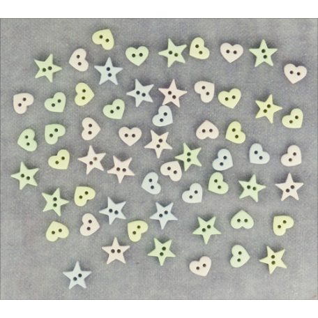 Mini gombok - Apró figurák - csillag, szív - pasztell színek - 3013 - Dress It Up