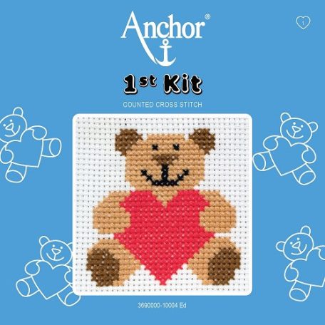 Anchor 1st Kit keresztszemes készlet gyerekeknek - Mackó szívvel - 10004