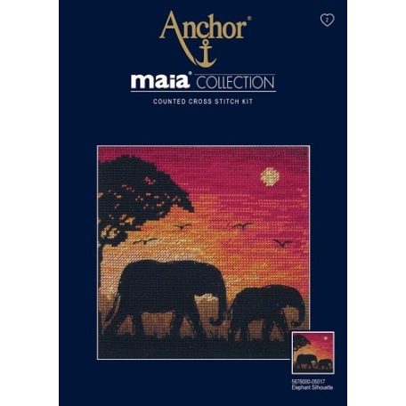 Anchor Maia Collection - Elefánt sziluett keresztszemes készlet - 05017