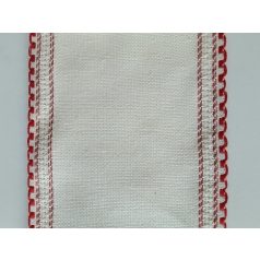   Zweigart hímővászon szalag drótos, mintás széllel 8 cm - Ecru, piros