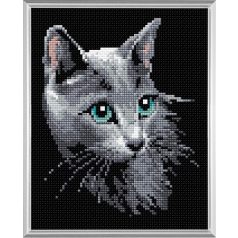 Diamond Mosaic készlet - Szürke cica Riolis - AM0014
