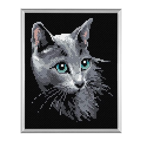 Diamond Mosaic készlet - Szürke cica Riolis - AM0014