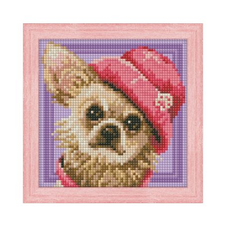 Diamond Mosaic készlet - Kalapos kutya CDA - AM1569