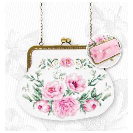 Luca' s keresztszemes készlet - Rózsás táska - BAG025