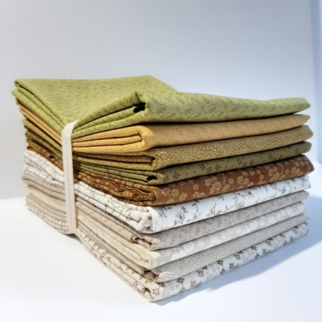 Stof pamutvászon textilcsomag bézs-zöld árnyalatokban - 6,8 m