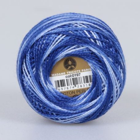 Madame Tricote Paris - 8-as perlé horgoló-, hímző fonal - cirmos kék - 0197 - 16/4
