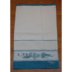   Hímezhető frottír kéztörlő - Virágos kék - 40 x 70 cm