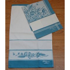   Hímezhető frottír kéztörlő - Virágos kék - 40 x 70 cm