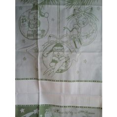 Hímezhető konyharuha - CU4679 - Karácsonyi baglyok, zöld