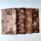 Pamutvászon textilcsomag - Romantikus virágok - barna árnyalatok