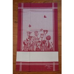 Hímezhető konyharuha - Tulipános piros - 45 x 70 cm