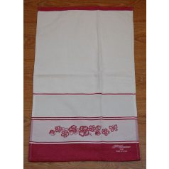   Hímezhető frotír kéztörlő - Virágos piros - 40 x 70 cm