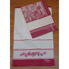 Hímezhető frotír kéztörlő - Virágos piros - 40 x 70 cm