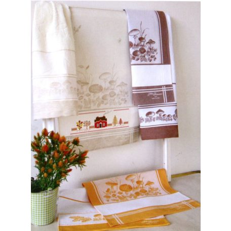 Hímezhető frotír kéztörlő - Virágos piros - 40 x 70 cm