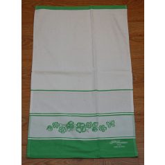   Hímezhető frotír kéztörlő - Virágos zöld - 40 x 70 cm