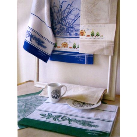 Hímezhető frotír kéztörlő - Virágos zöld - 40 x 70 cm