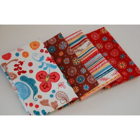 Pamutvászon - textilcsomag - Retro minták