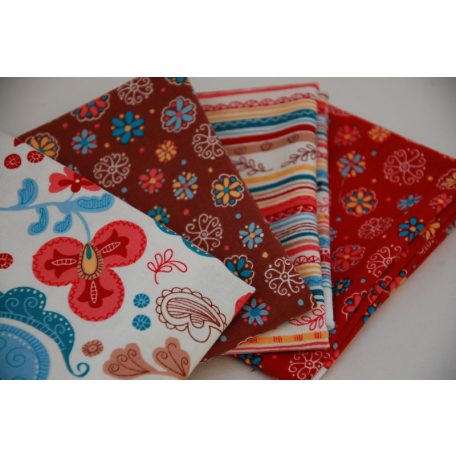 Pamutvászon - textilcsomag - Retro minták