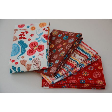 Pamutvászon - textilcsomag - Retro minták