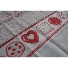   Hímezhető frottír kéztörlő - kekszes-piros 40 x 70 cm - Graziano