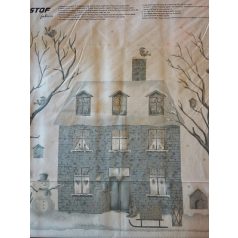 Karácsonyi pamutvászon - adventi panel - Karácsonyi ház