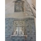 Karácsonyi pamutvászon - adventi panel - Karácsonyi ház