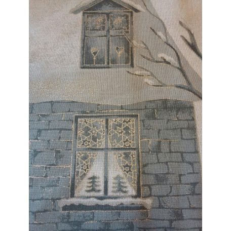 Karácsonyi pamutvászon - adventi panel - Karácsonyi ház