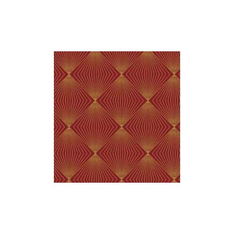 StofKarácsonyi pamutvászon -Arany geometrikus forma piros alapon