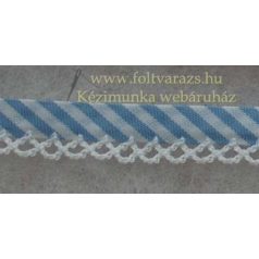 Kék-fehér csíkos ferdepánt fehér csipkével 
