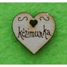 Fa gomb kézimunka felirattal - kicsi szív