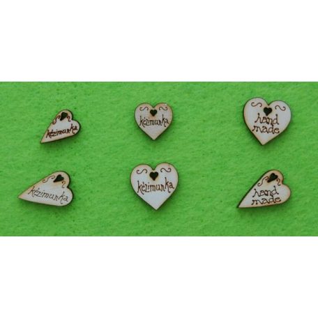 Fa gomb kézimunka felirattal - kicsi szív