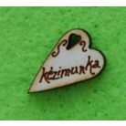 Fa gomb - kézimunka felirattal - kicsi country szív