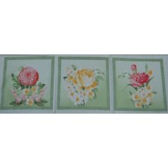 Foltvarrás panel nagy virágok - piros