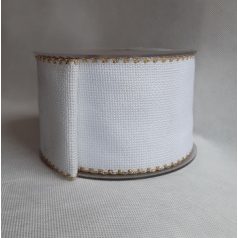   Petri and Grossi hímezhető aida szalag -7,5 cm széles fehér arany széllel IDA/70