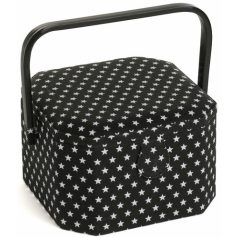   Hobby Gift kézimunka kosár - Fekete alapon fehér csillagok - MRCOT-576