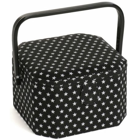 Hobby Gift kézimunka kosár - Fekete alapon fehér csillagok - MRCOT-576