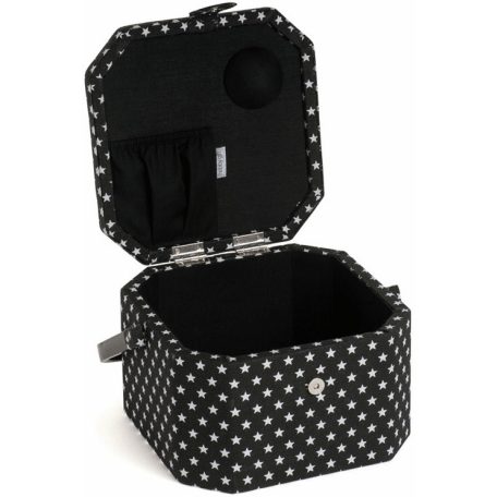 Hobby Gift kézimunka kosár - Fekete alapon fehér csillagok - MRCOT-576